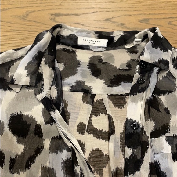 Equipment Sheer button down with leopard print - Picture 2 of 3